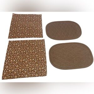 Vintage Brown & Floral Placemats And Napkins Set Of 2 (some minor flaws)